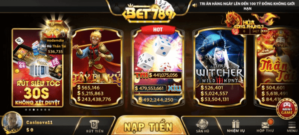 Sảnh trò chơi đa dạng của Bet789