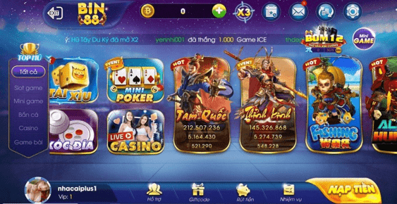 Tổng hợp sảnh chơi cực cháy tại game bài Bin88