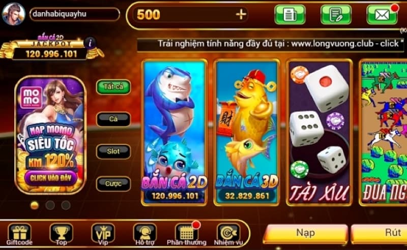 Những trò chơi có tại cổng game Long Vương Club