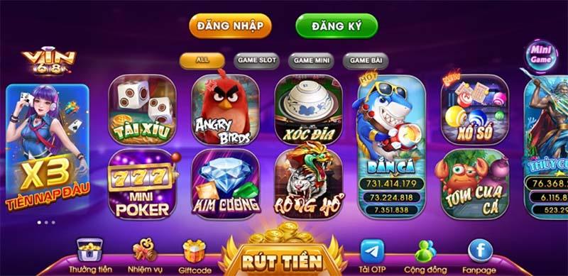 Giao diện game Vin68 Club đẹp mắt