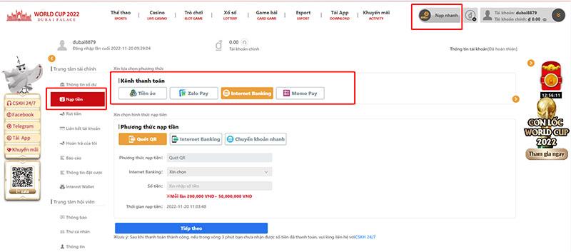 Cách Nạp Tiền Dubai88