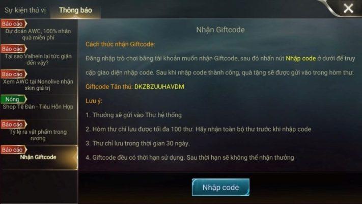 mã code có thời hạn nhất định